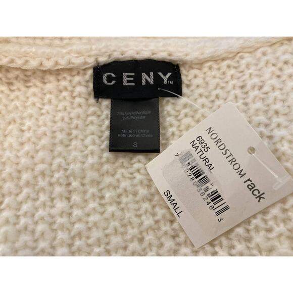 CENY Grandpa Mixed Cable Knit Cardigan Sweater Size Small in Natural/Ivory NWT - Picture 7 of 8